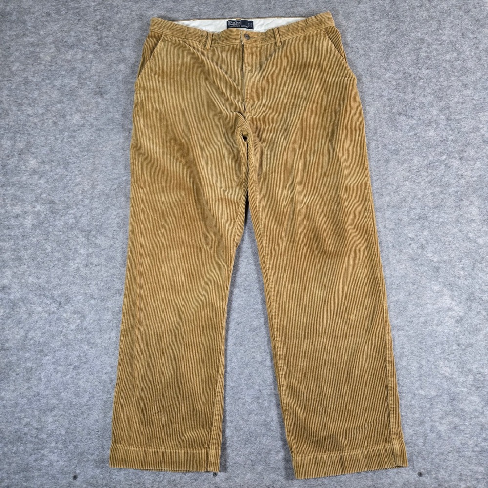 Polo Ralph Lauren Mens Tan Corduroy Straight Leg Pants 35x30